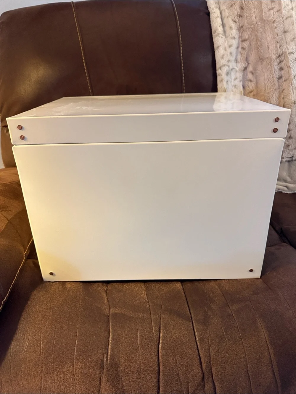 Hearth & Hand with Magnolia Vintage Look Metal Storage Box in Sour Cream New